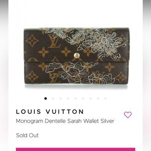 Louis Vuitton Silver Monogram Dentelle Sarah Wallet